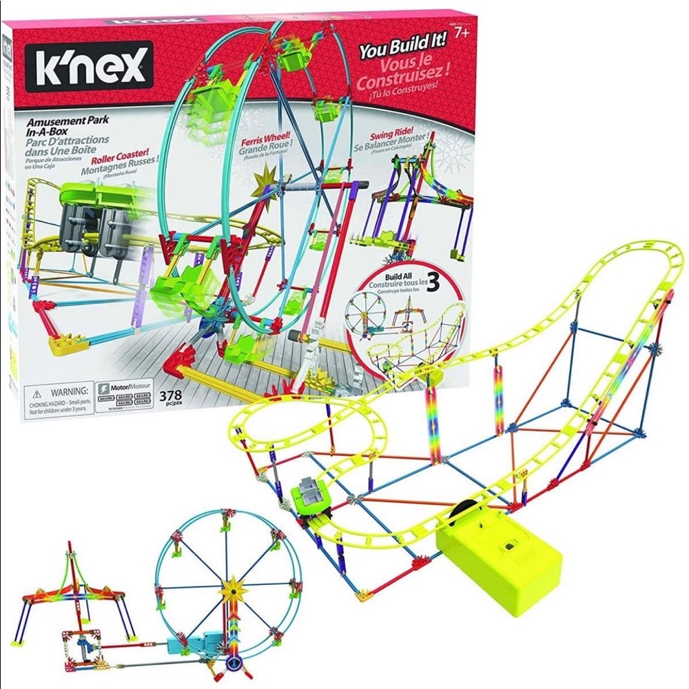 K'NEX Amusement Park in-A-Box - 378 Parts - Motorized Amusement Rides TOY